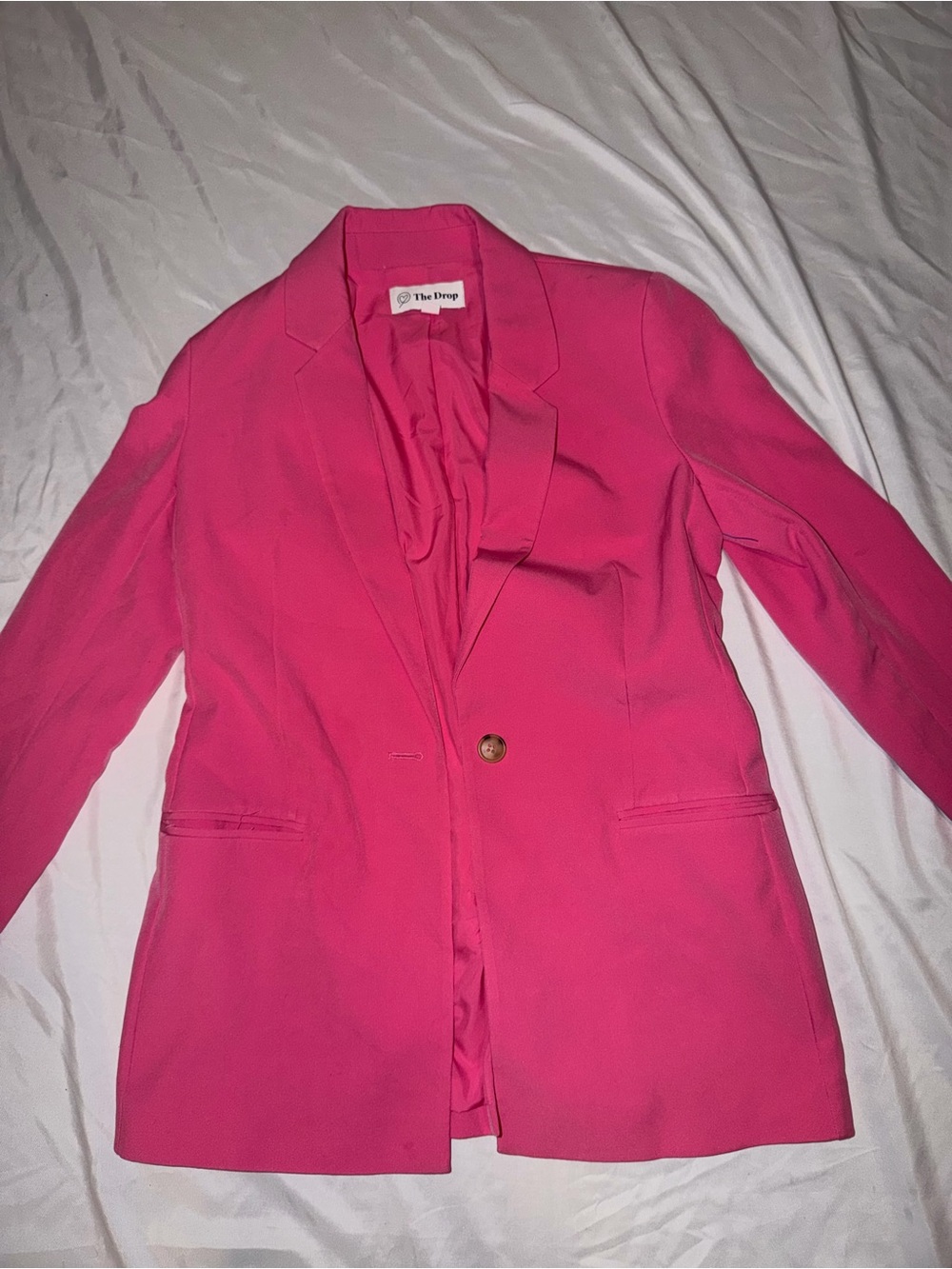 The Drop Women's Hot Pink Single-Button Blazer with pockets